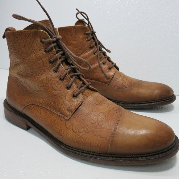 Taft Oil Tanned Hand Tooled Leather Chukka Boots Zapatos Kutsu Men's sz 45 12 - Picture 2 of 7